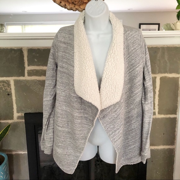 H&M Sweaters - H&M | Fleece Lined Draped Cardigan Cream Gray XS